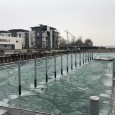 Bodensee vereist am Hafen Bottighofen CaptainsMarine