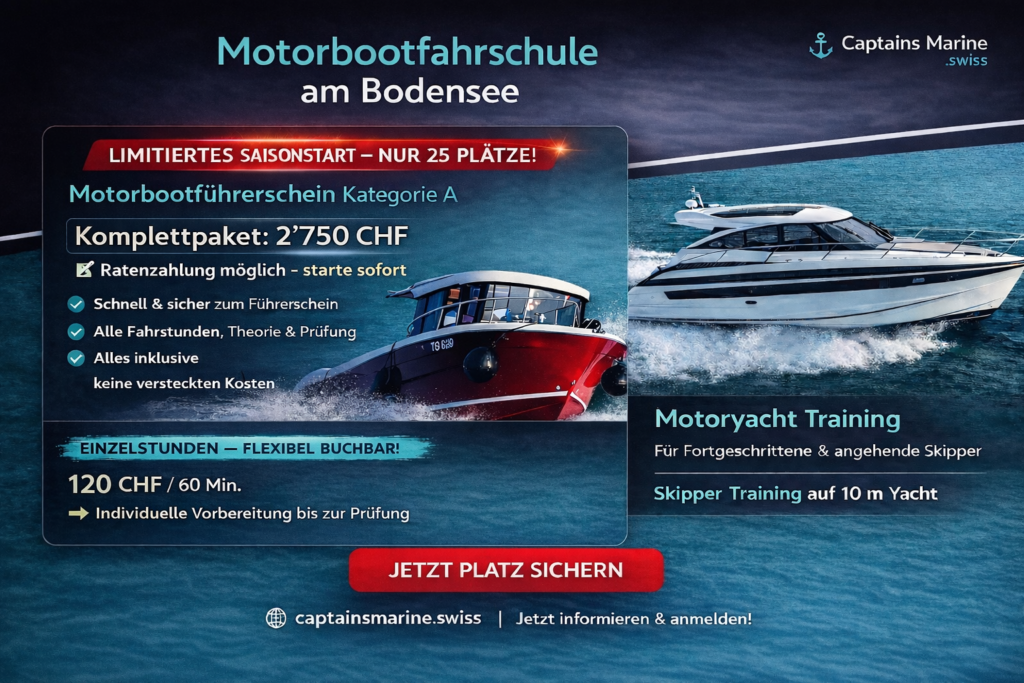 Motorbootfahrschule am Bodensee limitiertes Saisonstart-Paket Captains Marine